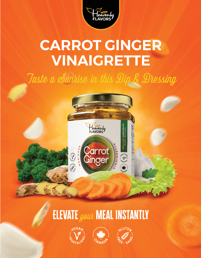 Carrot Ginger Vinaigrette (255mL) - Heavenly Flavors